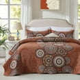 thumbnail image 7 of 3-Piece Full/Queen Size Bedspread Coverlet Set - Orange Mandala Quilt with 2 Pillow Shams, Microfiber, 7 of 7