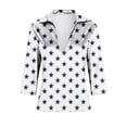 thumbnail image 5 of Fengqque 3/4 Length Sleeve Womens Tops Satin V Neck Shirts Star Print Business Waist-cinching Blouses White-J XL(XL), 5 of 6
