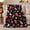 Strawberry Night, variant on Strawberry ladybug moon stars black Flannel Blanket for bedroom nursery living room reading nook Home Decor cute fruit garden night floral art Gift for girls joy