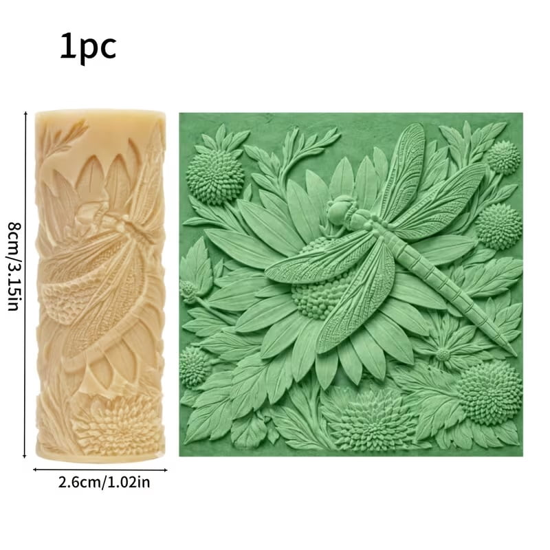 Handmade dragonfly leaf vein petal texture roller - polymer clay and ceramic embossing tool, 3D high-detail mold, suitable for DIY jewelry and sculpture making