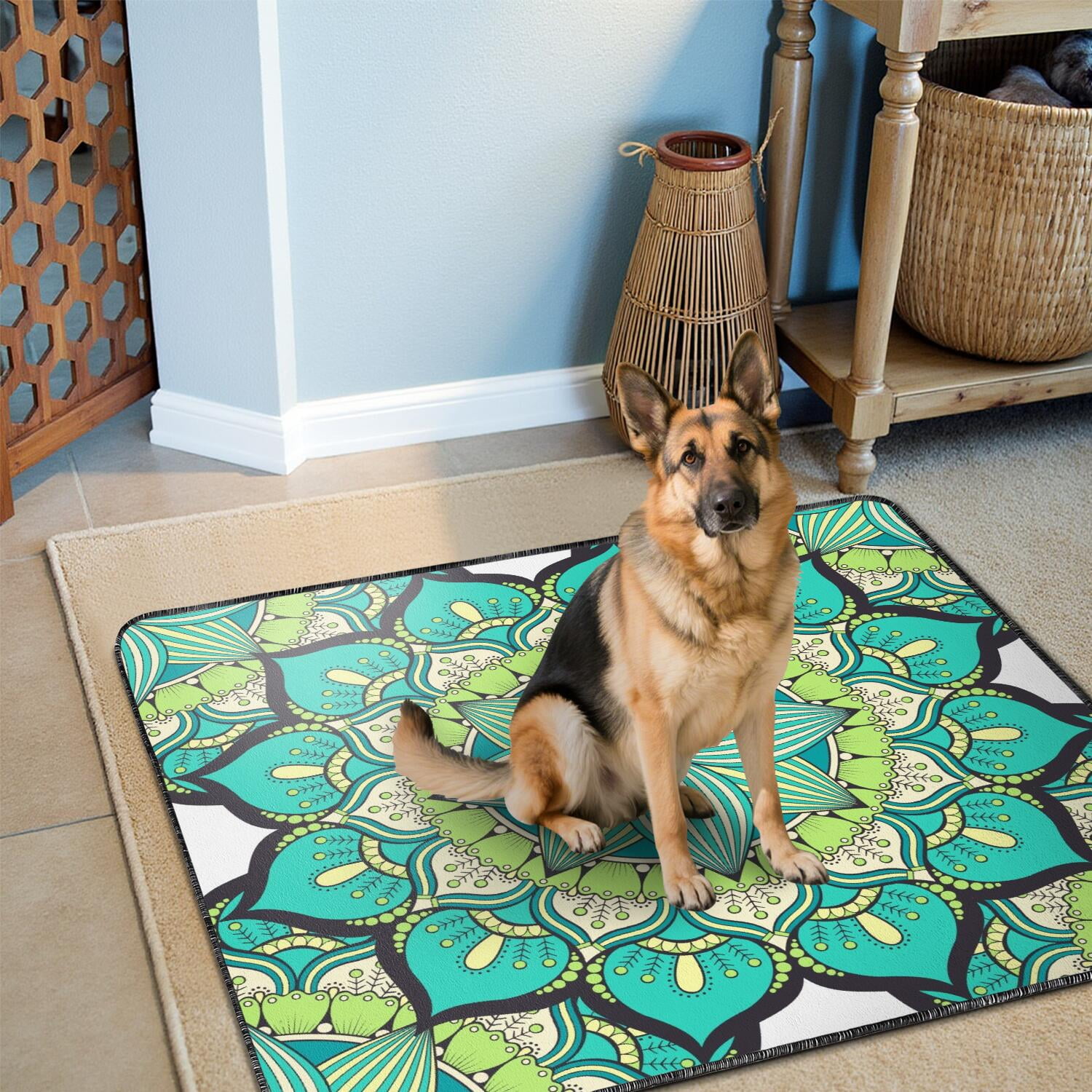 48" x48" Extra Large Washable Pee Pads Mandala, Reusable Dog Potty Pads with Non-Slip Backing, Absorbent Mat for Indoor Training Use.