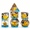 Yellow, variant on Polyhedral DND Dice Set, Transparent Clear Resin RPG Dice with Gold Cat Skull Insert and White Numbers, Dice for Dungeons and Dragons RPG Games