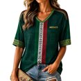 thumbnail image 2 of Mexico 2026 Soccer Cup Fan Jersey for Women, V-Neck Short Sleeve T-Shirt with Flag Color & Soccer Graphic Print, Breathable Casual Sports Tee Pullover Top, 1 PC Green S, 2 of 5