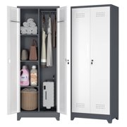 Marcree Broom Closet Storage Cabinet with Lock,65 Tall Garage Storage Cabinet with Hanging Rod,Multifunctional Garage Storage Broom Closet with Doors,Cleaning Tool Cabinet
