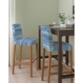 thumbnail image 2 of Blue Bar Stool Covers Set of 4, Vintage Modern Abstract Art Ombre Stretch Washable Bar Chair Covers with Backs, Removable Pub Counter Height Chair Cover for Kitchen Dining Room Cafe, 2 of 7