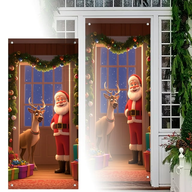 Holiday Door Curtain for Festive Seasonal Decorations Creating Warm Inviting Atmosphere Party Event Celebration