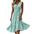 thumbnail image 2 of QUNYINEY Midi Summer Dresses for Women 2026 Sleeveless Floral Flowy A Line Sundress Loose Fit Vacation Casual V Neck Beach Dresses, 2 of 6