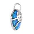 thumbnail image 4 of Sterling Silver Synthetic Opal Shell Necklace for Women CZ Accent Hand Inlay 9/16 inch 20 inch ROPH_25, 4 of 4