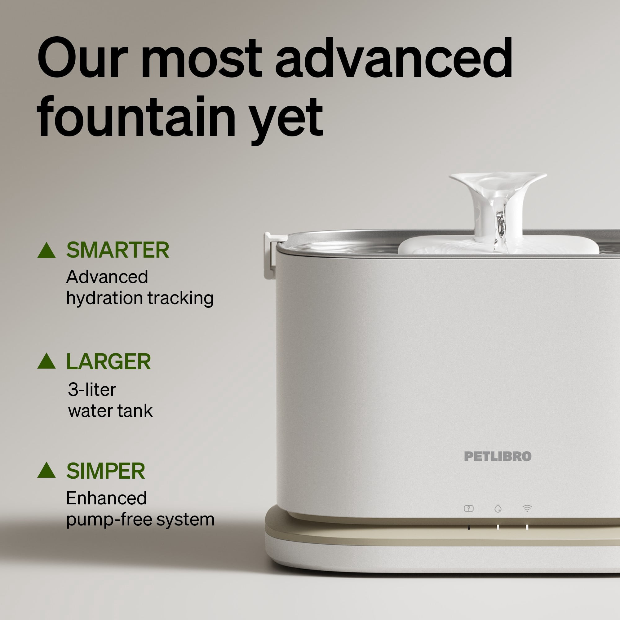 PETLIBRO Dockstream 2 Smart Cat Water Fountain,  3L Stainless Steel Tray, 5G WiFi App Monitoring, Anti-Spill Design Dispenser ,White/Walnut