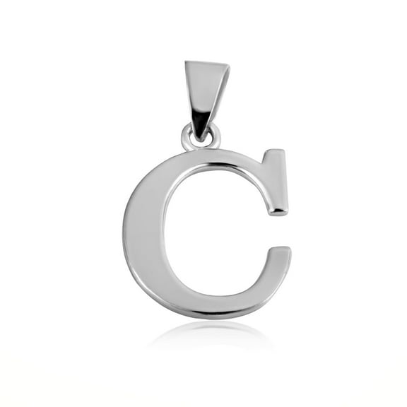 .925 Sterling Silver Personalized Letter "C" Initial Pendant - Small