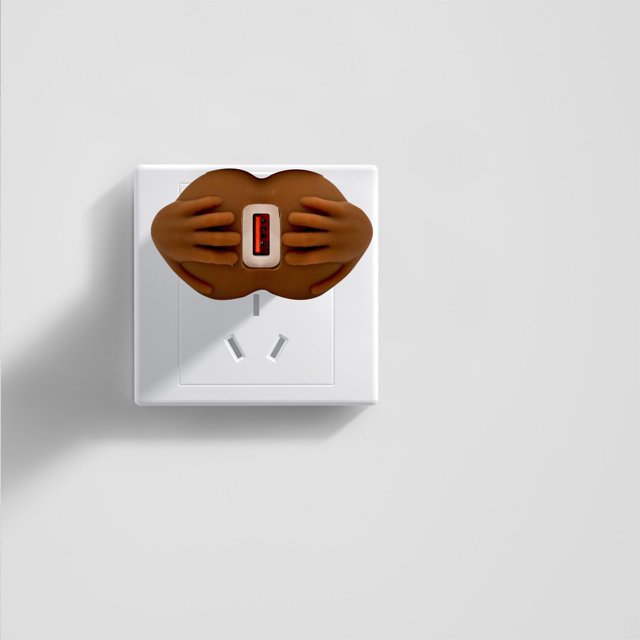 HUASHENG Ass Shaped Wall Silicone Charger Head Data Cable Protective Case 20 Fast Charging Power Adapter.