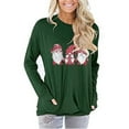 thumbnail image 1 of LoyisViDion Women'S Solid Color Christmas Print Round Neck Sweater Women Green 14(XXL), 1 of 4