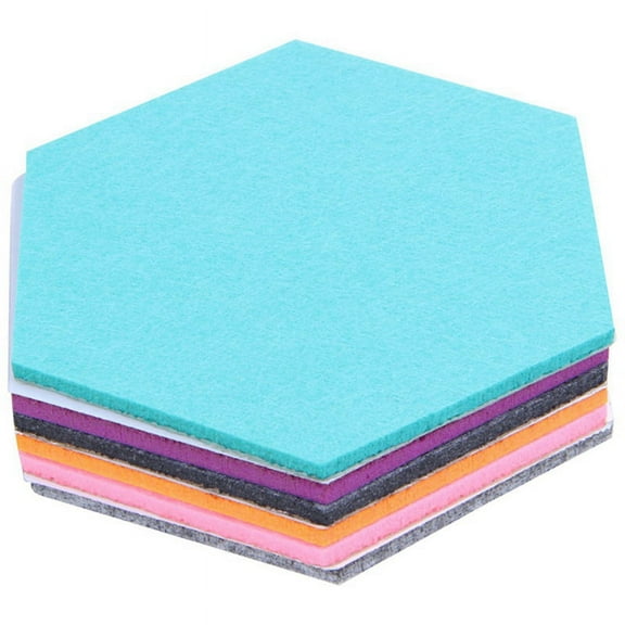 Set Of 6 Hexagon Felt Pin Board Self Adhesive Bulletin Memo Photo Cork Boards Colorful Foam Wall Decorative Tiles With 6 Pushpins 5.5 x 5 x 0.2 Inches
