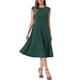 thumbnail image 2 of INSPIRE CHIC Vestido de Trabajo para Mujeres con Mangas Cortas, Elegante, Cintura Ceñida, Vestidos en A Línea, Talla XS, Verde Grisáceo, 2 of 6