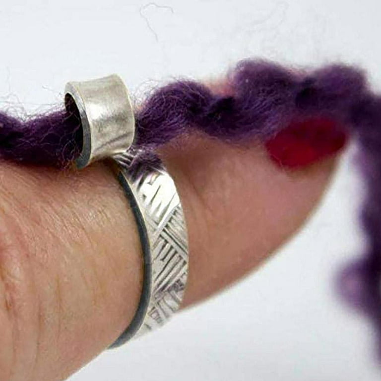 Ubuymart 7 Pack Knitting Crochet Loop Ring, Adjustable Crochet Ring Finger Knitting Tension Rings for Crocheting, Metal Open Yarn Guide Finger