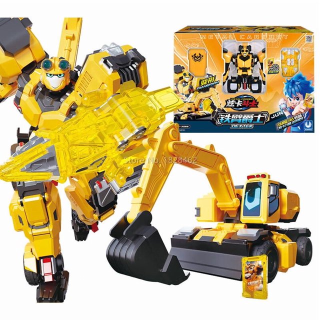 New Metal Cardbot Transforming Robot to Car Action Figures BLUE COP with Card Car Toys for Child Gift