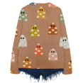 thumbnail image 4 of YVNAURA Women‘s Halloween Knitted Pullover Sweater Funny Pumpkin Graphic Crewneck Outfit Cozy Warm Fall Winter Spooky Season Top Casual Daily Wear 1 Pack, Brown,XXL, 4 of 7