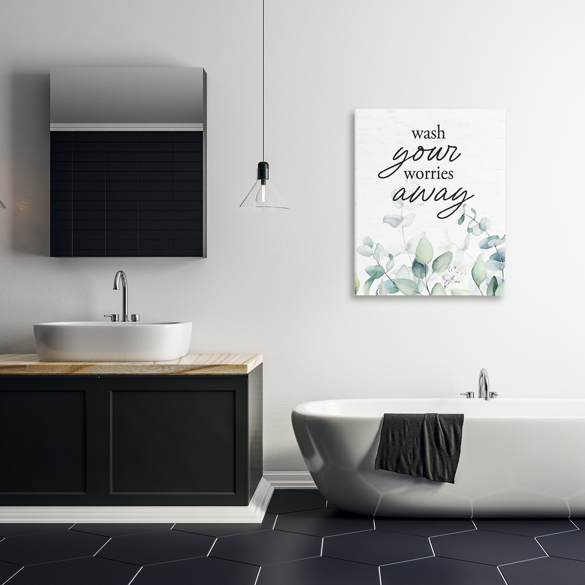 Wash Worries Away Herb Leaves Canvas Wall Art, design by Lettered and Lined