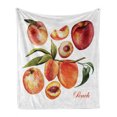 thumbnail image 1 of Peach Soft Flannel Fleece Blanket, Artwork with Natural Inspiration Delicious Nectarines for a Healthy Diet Theme, Cozy Plush for Indoor and Outdoor Use, 70" x 90", Orange Red Green, by Ambesonne, 1 of 6