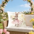 thumbnail image 3 of SIYTUAU Easter Pillow Cover With Rabbit And Egg Print For Home Decoration Cushion Cover Soft Linen Material For Sofa Bed A, 3 of 7