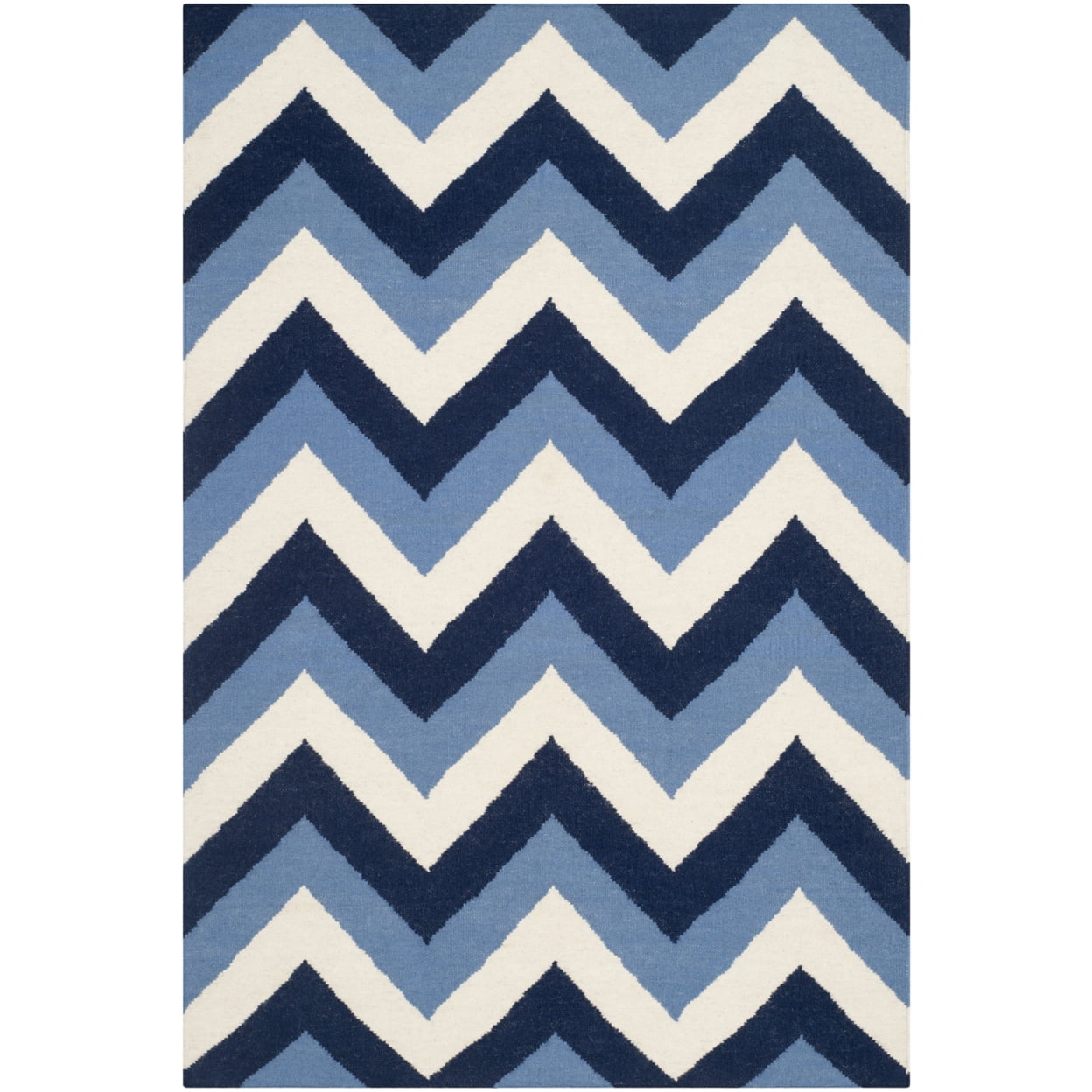 SAFAVIEH Dhurries Wenona Geometric Runner Rug, Navy/Light Blue, 2'6" x 8'