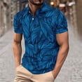 thumbnail image 2 of Mens Manga Corta Botón Abajo Camisas con Bolsillo Pulover Botón de Impresión de la Camisa de Solapa de Poliéster Cuello de Vuelta, Blusa Casual para Hombres, 2 of 5