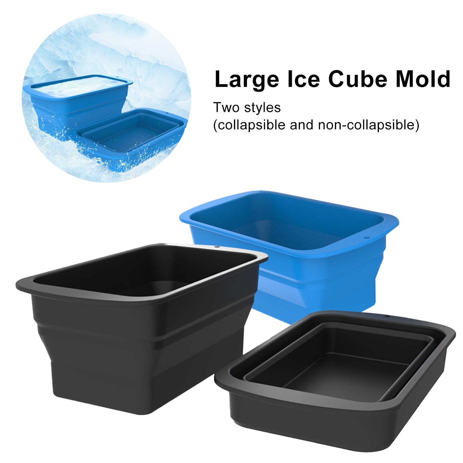HomeLife Collapsible Silicone Ice Cube Mould Easy Demoulding Quick Freezing Reinforced Large Ice Cube Maker Mold