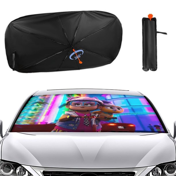 Vivo, el Mono Sombrilla Solar para Auto - Protector de Parabrisas Plegable | Cortina Solar Delantero | Bloqueo UV y Aislamiento de Calor 133x73cm