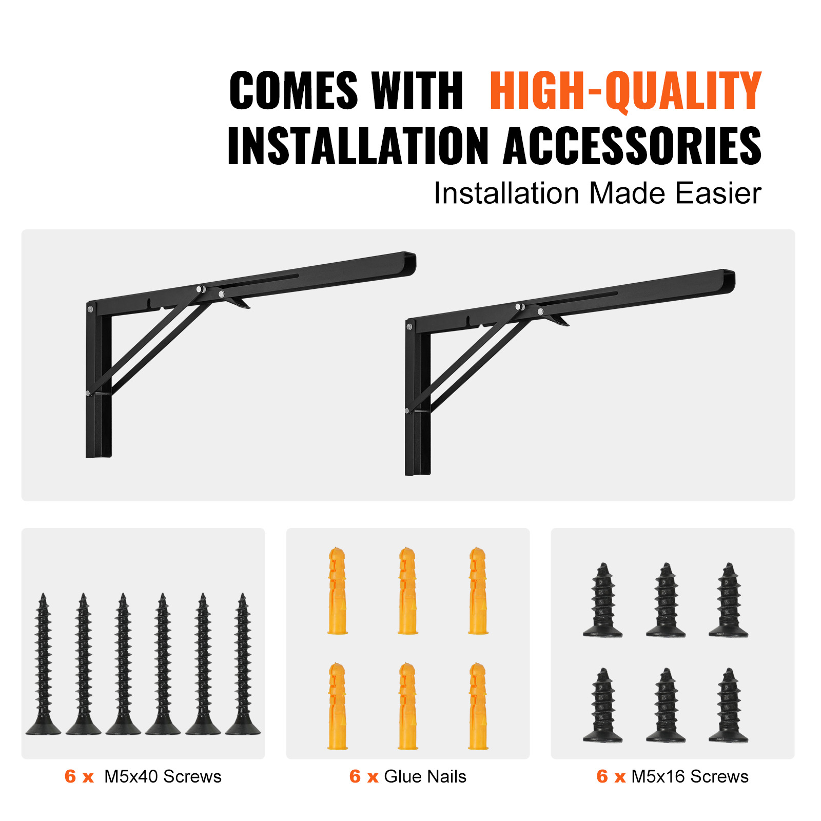KFFKFF 24in Folding Shelf Brackets, Heavy-Duty Iron photo 6