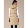 thumbnail image 4 of DARING DIVA Women's Long Puffer Vest Casual Sleeveless Hooded Down Jacket S Khaki, 4 of 6
