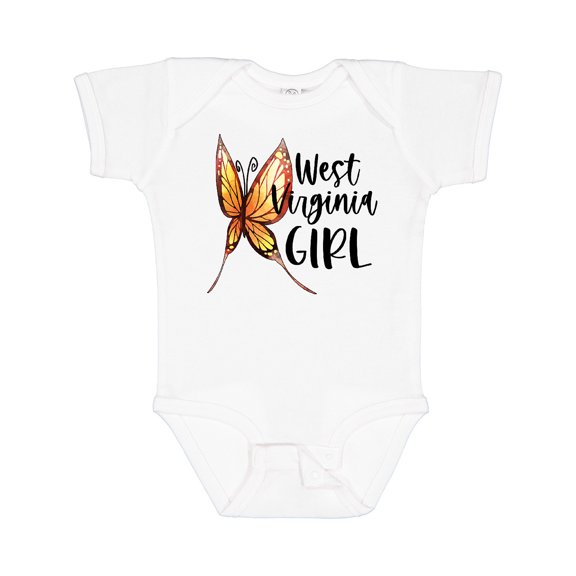 Inktastic West Virginia Girl- Butterfly Girls Baby Bodysuit