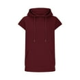 thumbnail image 3 of Fartey Hoodies for Women Casual Short Sleeve Drawstring Hooded Sweatshirts Lightweight Baggy Waffle Knit Pullover Tops with Kangaroo Pockets, 3 of 5