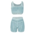 thumbnail image 6 of Franhais Women's Shorts Outfits,Pure Color Low-Cut Short Tank Tops + High Waist Elastic Shorts Set, 6 of 9