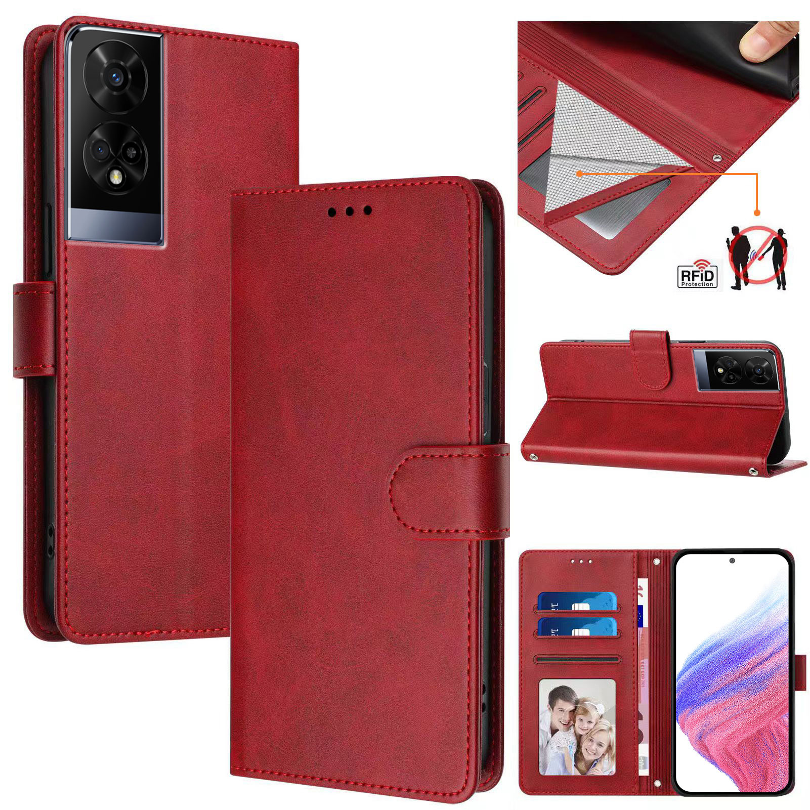 TCL 50 XE 5G Case ,RFID Blocking Cover Crossbody Lanyard Flip Leather Wallet Case for TCL 50 XE 5G
