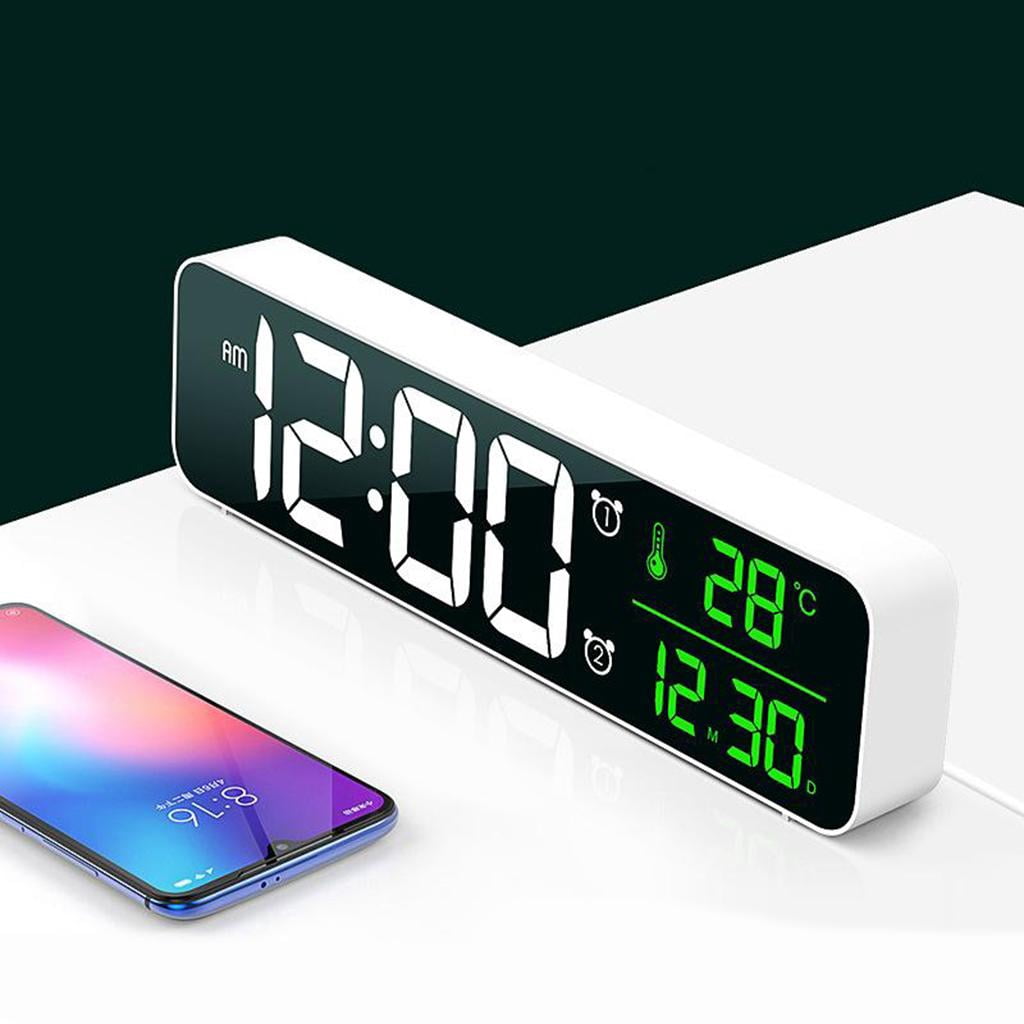 Axioma , Digital Desk Clock with Large LCD Screen Calendar for The , Repeating Snooze , white 2