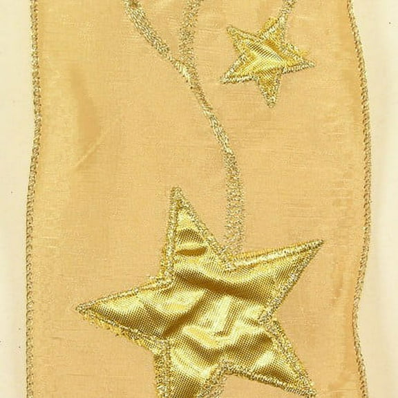 Gold Star Contemporary Wired Craft Ribbon 4" x 10 Yards