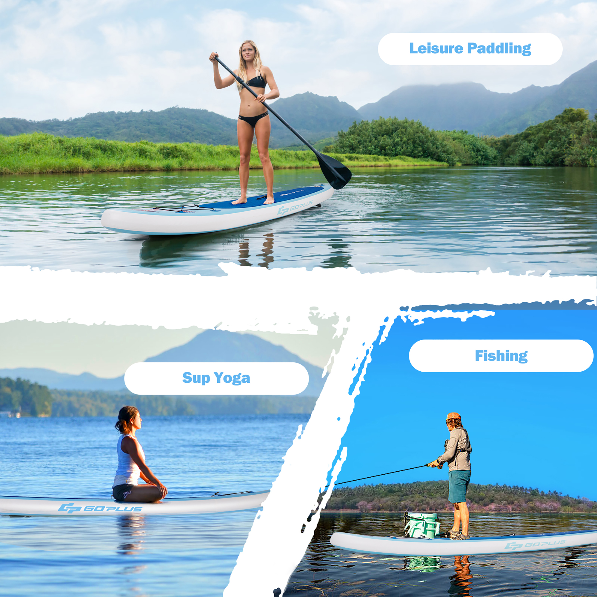 Goplus 10' Inflatable Stand Up Paddle Board SUP W/Adjustable Paddle Pump Leash - image 4 of 10