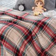 thumbnail image 3 of Billuyoard Manténgase abrigado y acogedor con manta Sherpa de lana a cuadros para sofá, cama, silla, oficina, sofá, camping Juegos de cama caqui, 3 of 6