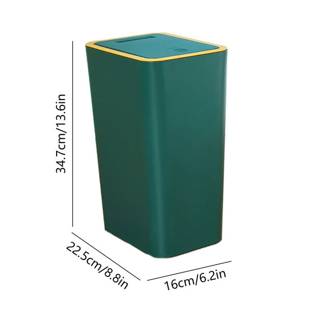 Staron 10L Small Trash Can with Lid (Green), Kitchen Garbage Can