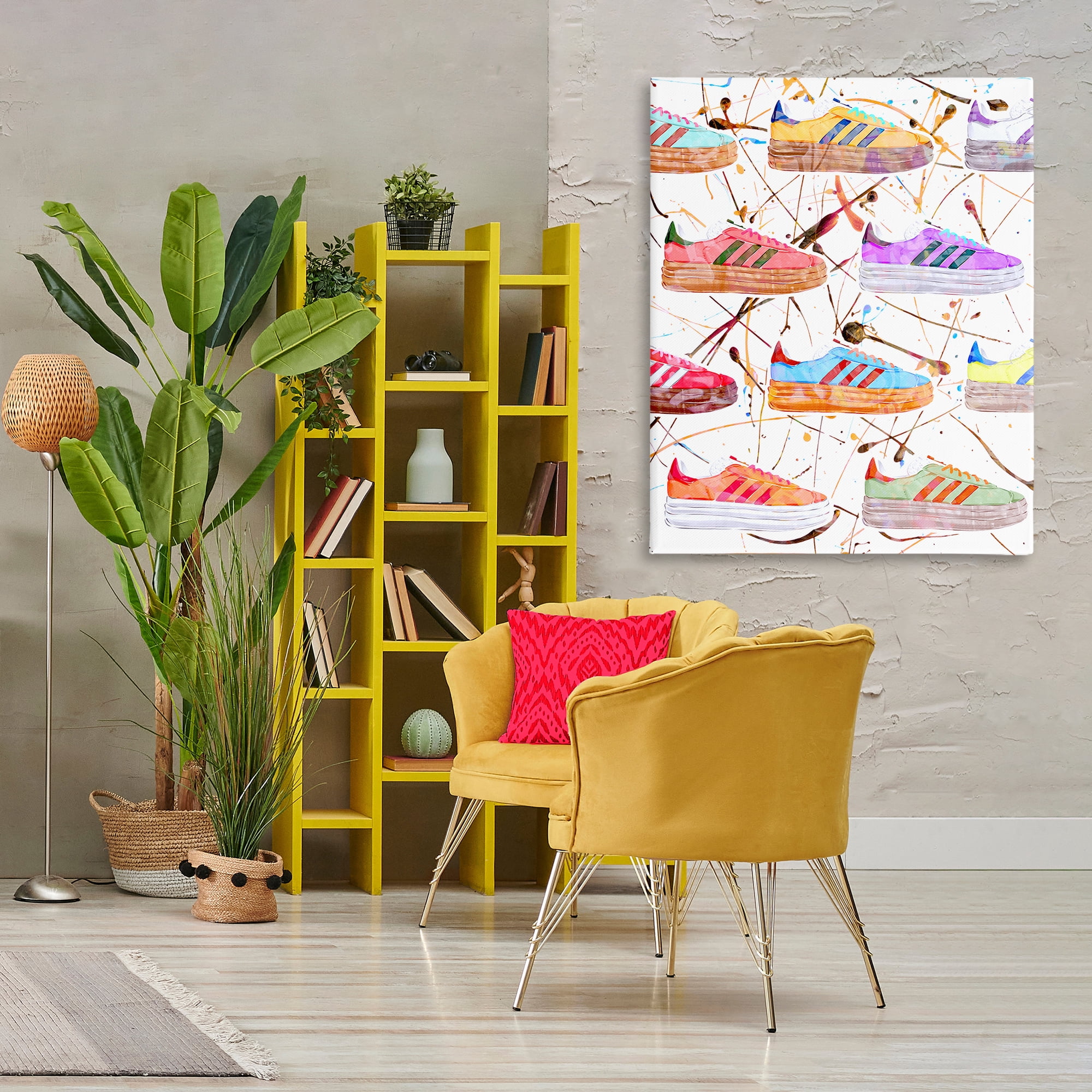Stupell Industries Abstract Splatter Sneakers Beauty & Fashion Painting Gallery Wrapped Canvas Art Print Wall Art, 36 x 48
