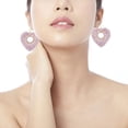 thumbnail image 2 of Pendientes colgantes de aro de corazón perfecl Violeta, 2 of 4