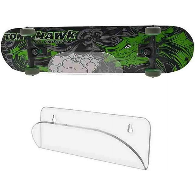 Jinsinto Skateboard Wall Mount, Longboard Invisible Clear Hanger Display Rack Shelf, for Fits Skateboard, Longboard,etc