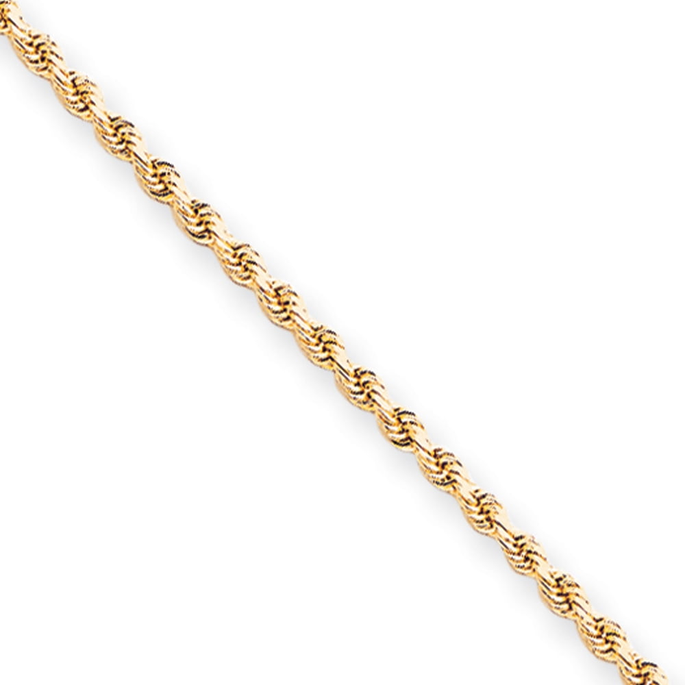5mm, 10 Karat Yellow Gold, Diamond Cut Rope Chain   8 inch