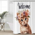 thumbnail image 2 of Small Stall Shower Curtain 36x78 Inch Narrow Half Size Cat Flower Floral Bath Curtains Bathroom Decor Watercolor Wildflowers Blooms Spring Waterproof Fabric Shower Curtain Set with Hooks 36 Inch, 2 of 6