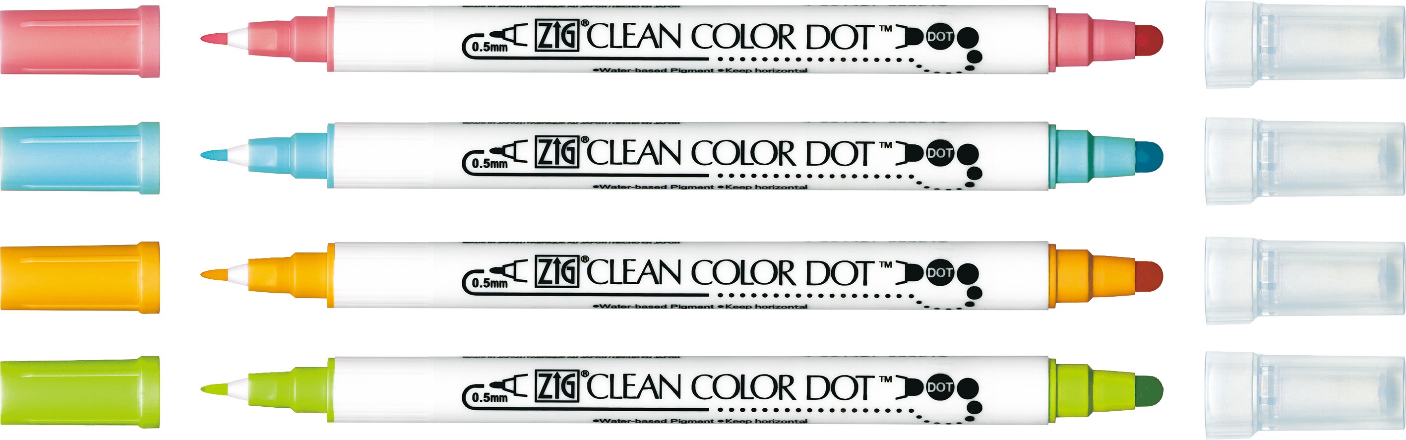 Zig TC61004 Clean Color Dot Dual-Tip Markers, Assorted Color - Pack of  4 