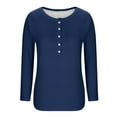 thumbnail image 4 of FNFHFY Womens Shirts Long Sleeve Henley Shirt Solid Color Pullover Tops Casual Crew Neck T-shirt Loose Fit Fall Tops, 4 of 6