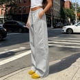 thumbnail image 4 of Khunlpohl Womens Casual Pants Elastic Waist Solid Color Joggers Pant Straight Legs Lightweight Loose Trousers with Pockets, 4 of 5