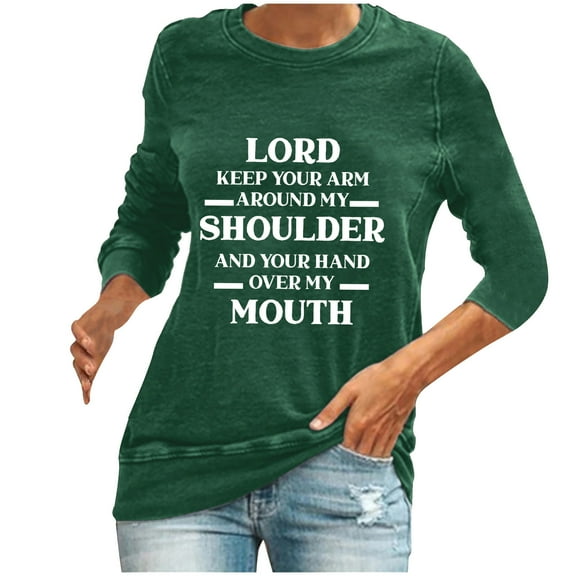 SEMPAI Sweatshirts & Hoodies Women Tops Long Sleeve Round Neck Sweatshirts Casual Tops Classic Fit Wal&mart Deals Comfy Print Plus Size Gift for Women Womens Tops Hot Prices