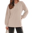 thumbnail image 2 of Womens Long Sleeve Shirts Lace Tops Business Casual Fall Fashion Outfits Clothes Knitted Y2k Blouses XXL, 2 of 8