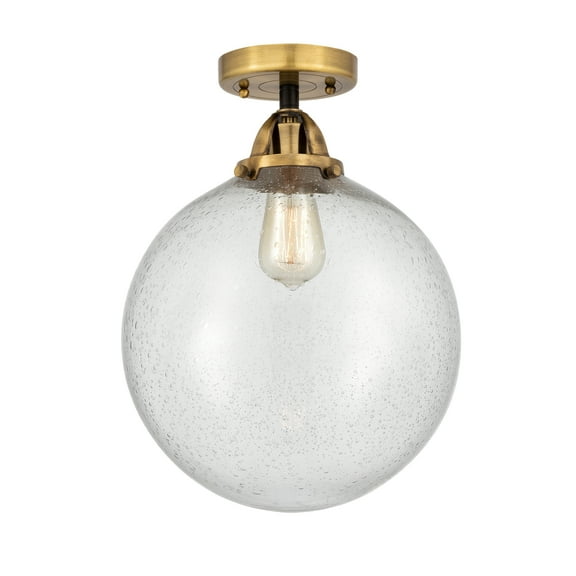 Innovations Lighting Nouveau 2 Beacon - 1 Light 12" Semi-Flush Mount Black Antique Brass/Seedy